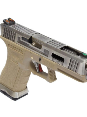 WE WE GBB plynová pistole R18C Gen4 T8 Custom – Písková/stříbrná – WE