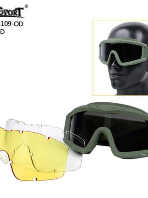 Wosport WST ochranné brýle Desert Storm, 3 zorníky – Zelená – Wosport