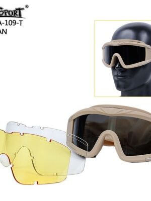 Wosport WST ochranné brýle Desert Storm, 3 zorníky – Písková – Wosport